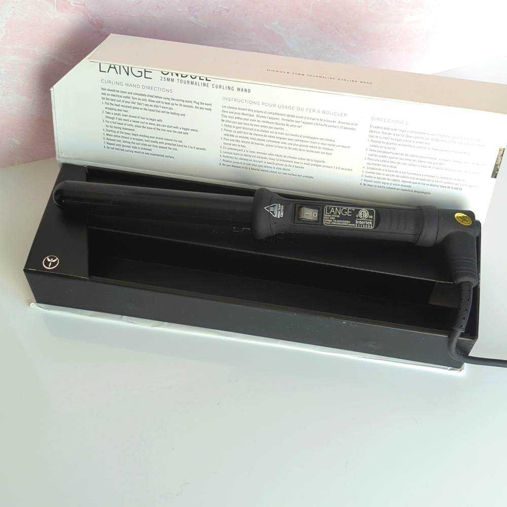 L'ange Ondulé 25mm Tourmaline Curling Wand (black) - same day shipping!